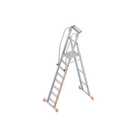 Escalera con tarima de aluminio  de ascenso por un lado 