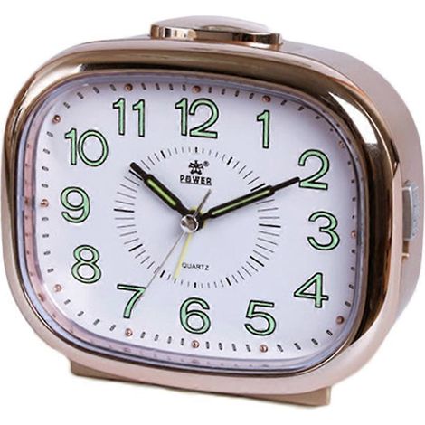 Réveil rétro avec veilleuse, réveil silencieux de chevet, décoration intérieure, horloge lumineuse, dorée lumineuse. (1/5)