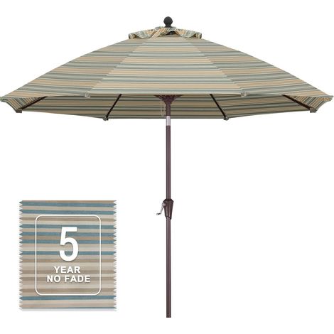 Parasol de terrasse en oléfine de 2,7 m - Résistant à la décoloration - Marron et beige (1/5)