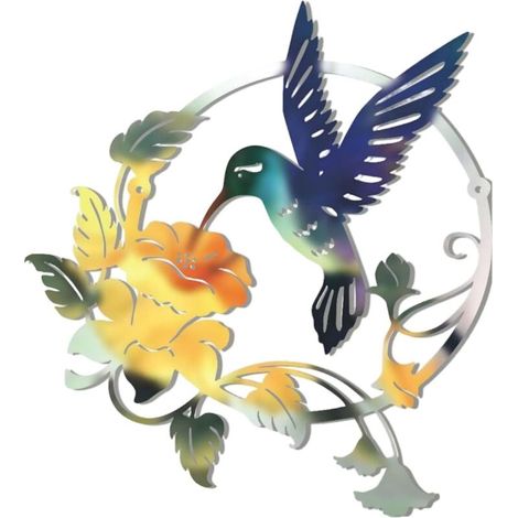 Décoration murale ronde en métal en forme colibri,motif animaux,oiseaux et fleurs,suspendre,pour maison,salon,jardin,31cm32cm