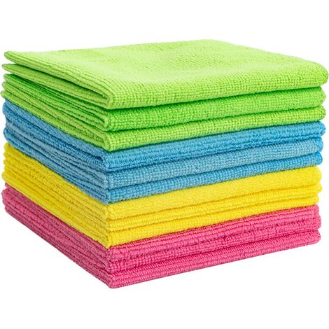 [JAMAIS UTILISÉ] 12 Chiffons de Nettoyage en Microfibre, Torchons Lavette Microfibre Ménage Plus Doux, Plus Absorbants, Non Pelucheux, pour Maison, Cuisine, Voiture, Cenêtres e Vitre 30 x 30cm (1/4)