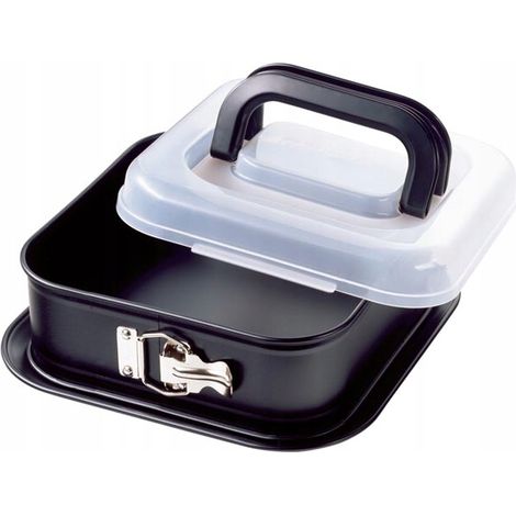 PASTELERA KAISER BAKE & TAKE CUADRADA NEGRA CON TAPA 24X24CM (1/4)