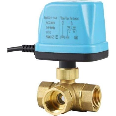 Vanne Motorisee 3 Voies Vanne à Bille MotoriséE Dn20 3/4 Pouces Ac 230v Electrovanne MotoriséE Vanne éLectrique Laiton Vanne De Zone, Bleu (1/3)