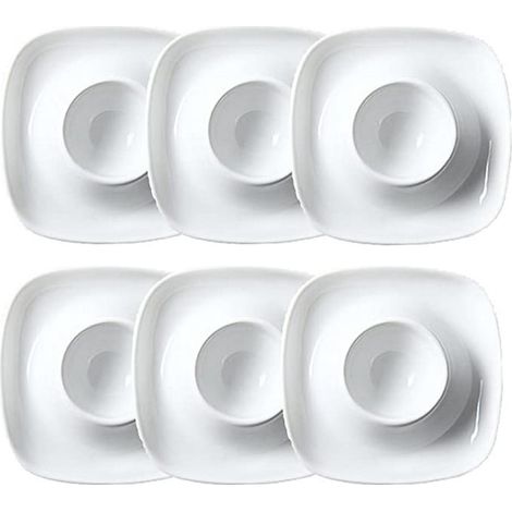Lot de 3 coquetiers en porcelaine blanche, élégant ensemble de 3 supports à œufs pour petit-déjeuner. (1/3)