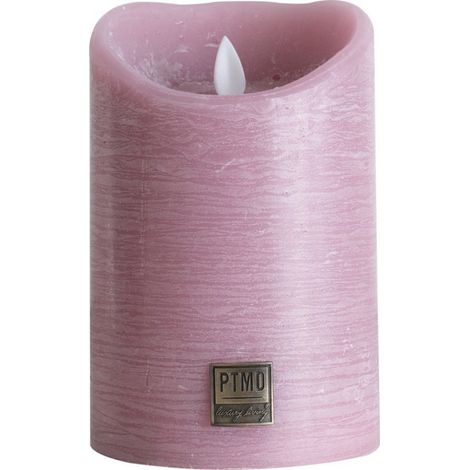 Bougie LED PTMD rose rustique à flamme mobile avec minuterie M - Bougie LED PTMD rose rustique à flamme mobile - M - Avec minuterie - Diamètre 7,5 cm - Hauteur 15 cm (1/3)