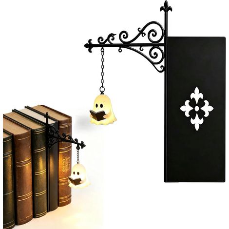 Lampe d'angle LED de style antique avec étagère en forme de lanterne, support en métal et étagère noire, lampe de lecture décorative pour bibliothèque à domicile (1/5)