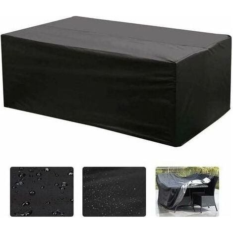 Gartenmöbel-Abdeckung, 213 x 132 x 74 cm, für den Außenbereich, wasserdicht, winddicht, staubdicht, 210D Oxford-Gewebe, schwarze Möbelabdeckungen mit Schlossschnalle, Schutzplane für Tisch, Stuhl, Möb