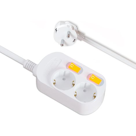 Multiprise 2 prises avec parasurtenseur et câble de 3 m (multiprise avec interrupteur) PC (2 prises 3 m) (1/5)
