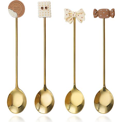 niedliche, langstielige goldene Kaffeelöffel – 14 cm lange Teelöffel aus Edelstahl, ideal für Desserts und als Tischdekoration