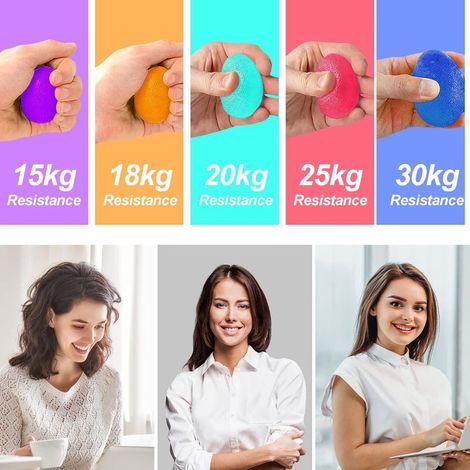 Set mit 5 Anti-Stressbällen, Stressbälle in verschiedenen Härtegraden, Handrehabilitationsbälle, Anti-Stressbälle für Erwachsene und Kinder zur Linderung von Angstzuständen und für Rehabilitationsübun (1/4)