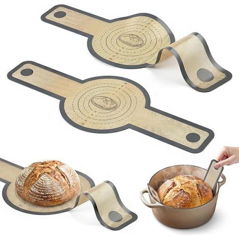 Tapis de cuisson en silicone pour cocotte, 2 pièces, 56 x 21 cm, antiadhésif, pour pâtes et pain. (1/5)