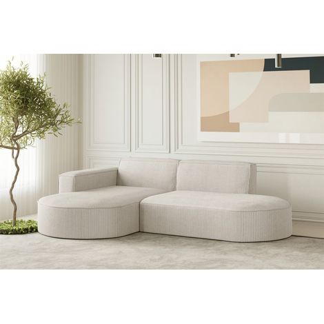 Ecksofa Designersofa PALMA XS in Stoff Scala Sand Ottomane Links (1/3)