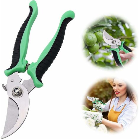 Sécateur,Ciseaux De Jardin,Sécateurs,Coupe-branches,Outillage De Jardin,Sécateur De Jardin,Pour Couper Rapidement Les Fleurs,Les Arbustes Et Les Branches,1 Vert, (1/5)
