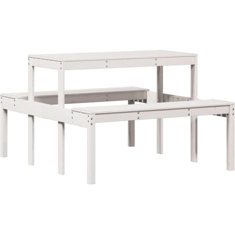 vidaXL Picknicktisch Weiß 110x134x75 cm Massivholz Kiefer