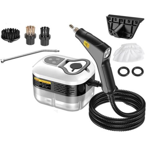 Nettoyeur vapeur portatif, nettoyeur vapeur portable 1500 W, nettoyeur vapeur, nettoyeur haute température, nettoyeur désinfectant (ensemble de 8 pièces) Modèle CNC - Blanc (1/4)