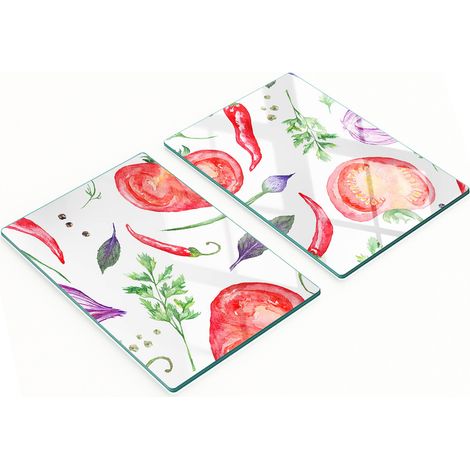Planches à découper et à servir en verre Tomates et Épices 2x40x52 cm (1/5)
