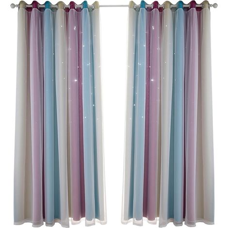 53 Inch Double Layer Polyester Blackout Curtains (Purple 53" W) (1/2)