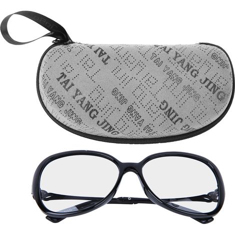 Ortviai Lunettes de soleil féminines à verres photochromiques anti-UV en TAC, monture noire brillante, grand modèle, lunettes de protection (1/5)