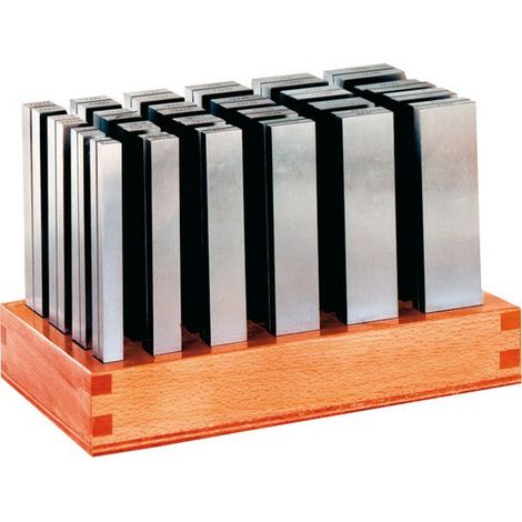 Juego de cuñas paralelas precisión, en expositor de madera, Largo : 150 mm