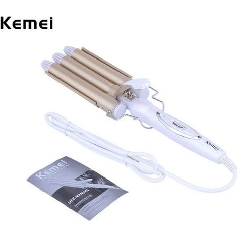 Professionnel 110-220 V fer à friser les cheveux En Céramique Triple Barrel bigoudi fer à onduler Styling Outils appareil de (1/4)