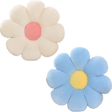 Coussin fleuri, coussin décoratif en forme de fleur, coussin de sol fleuri, coussin d'assise, coussin moelleux et mignon pour la chambre - 40 x 40 cm - blanc et rose (1/5)