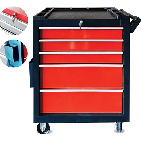 Defpro – Servante d'atelier acier 5 tiroirs – Type roulante – Dimensions 87x75x38 cm – Charge maximale 95 kg – Fermeture à clé