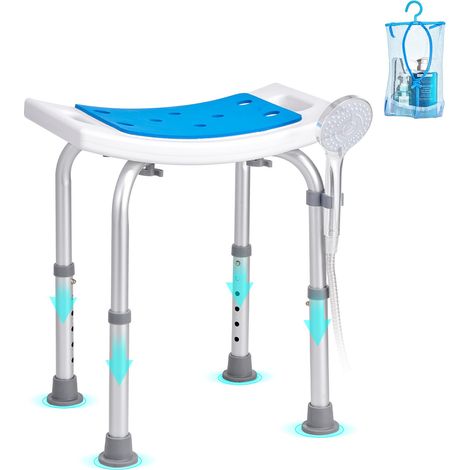 Siège de Douche Antidérapant Hauteur Réglable 360-490 mm Tabouret de Douche Charge 158,8 kg Chaise de Douche en Alu et PE Aide à la Douche pour Personnes Âgées Femmes Enceintes Salle de Bain (1/5)