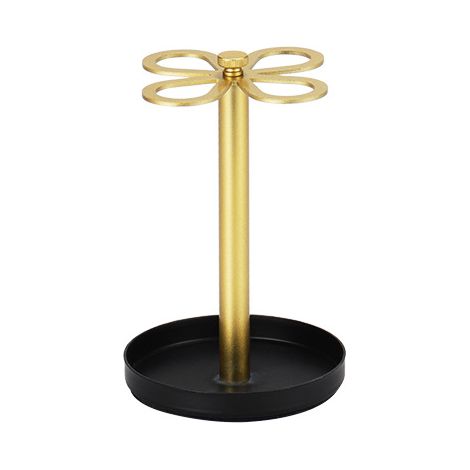 4-Compartment Toothbrush Holder with Ventilation Holes and Drainer — White and Gold Butterfly (1/3)
