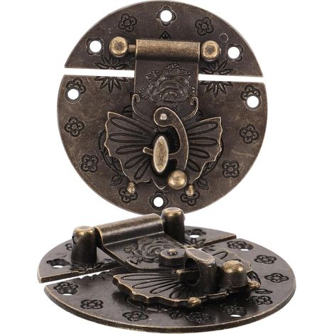 Juego de 2 cierres vintage de aleación de zinc para cajas de joyería, cierres decorativos para cajas de madera, fácil instalación. (1/5)