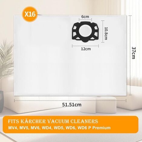 16 sacs d&39aspirateur KFI 357 pour Kärcher WD2 Plus / WD3 / KWD1 / KWD2 / KWD3 /WD3.200-WD3.800M/SE4001/SE4002/, adaptés aux aspirateurs eau et poussière pour Kärcher,pourKärcher2.863-314.0 (1/4)