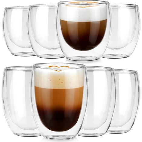 Doppelwandige Thermogläser für Kaffee und Tee 250 / 370 ml 8 Stück. (1/5)