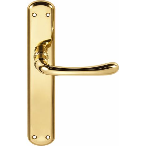 Manilla puerta zamak dorado brillo placa ovalada modelo 6501 (1/5)