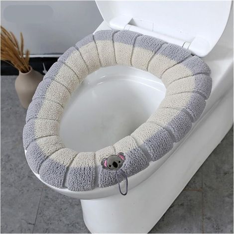 WC-Sitz – Universeller Winter-WC-Sitz für Zuhause – 1 Stück – Grau + Beige (1/5)
