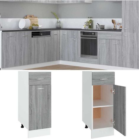 vidaXL Mueble bajo con cajón "Lyon" gris Sonoma, 30 x 46 x 81,5 cm, madera de ingeniería, (1/5)