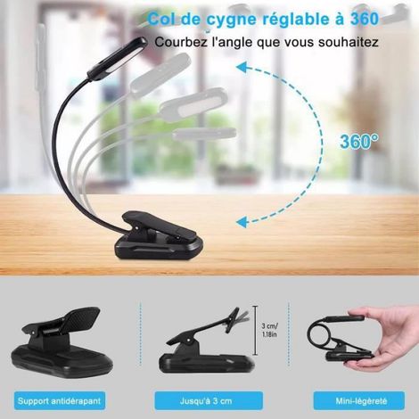 Lampe de Lecture - - Rechargeable - 3 Modes de Luminosité - Flexible 360° - LED (1/4)