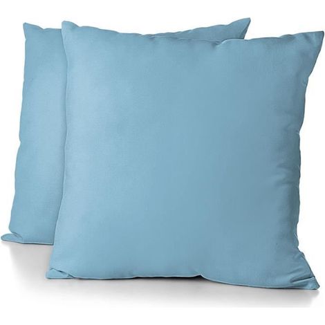 Lot de 2 taies d'oreiller - HOME LINGE PASSION - HP72090 - Microfibre 82 g - 63 x 63 cm - Bleu ciel (1/3)