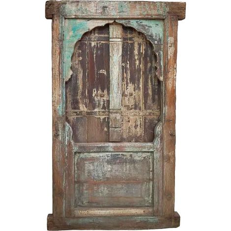 Ventana de madera acabado artesanal marrón 86x10x145h cm
