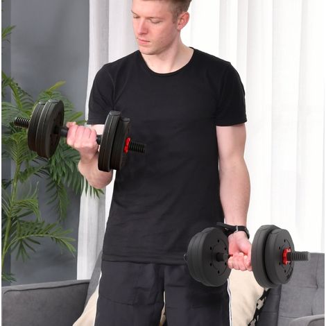 15 kg Hantelset 2-in-1 40 x 20 x 20 cm, Kunststoff, Schwarz – kompakt für Studio – MEUBLIV (1/5)