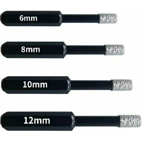 Forets Diamant Professionnels pour Carrelage, Céramique, Verre et Pierre - Coffret de 4 Mèches Diamantées (6mm, 8mm, 10mm, 12mm) - Scies-Cloches pour Grès Cérame et Tuiles - OUYLAF (1/4)