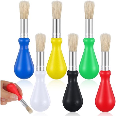 Lot de 6 pinceaux à manche court - Lavables - Avec poignées rondes - Pour projets artistiques (1/5)