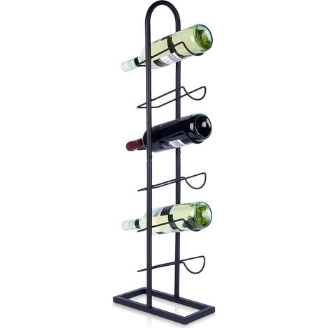 Botellero para 6 botellas en metal negro y estilo loft