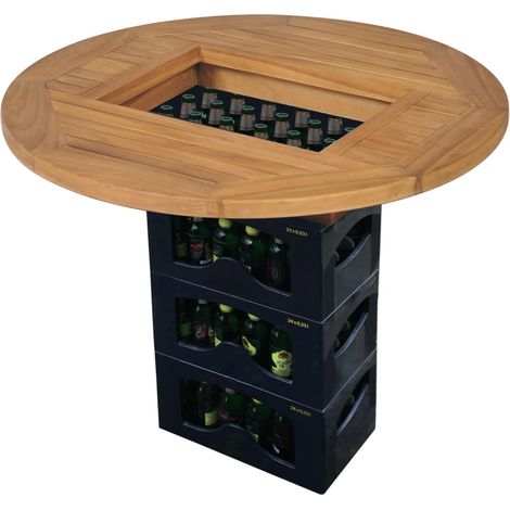 vidaXL Piano Tavolo per Cassa di Birra in Legno di Teak 70 cm (1/5)