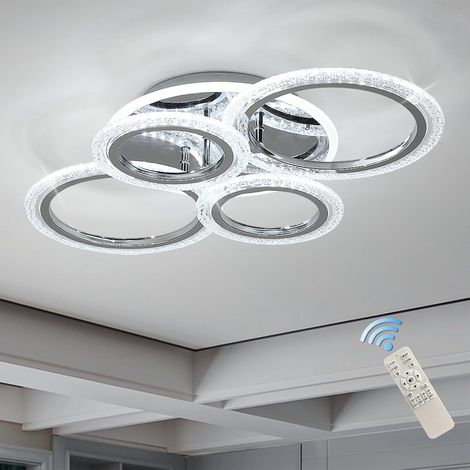 Ganeed Plafonnier LED 58W Plafonnier Lampe de Plafond Moderne Dimmable Éclairage de Plafond Blanc 4 Anneaux Lustre Plafonnier avec Télécommande Luminaire pour Salon Chambre Salle à Manger