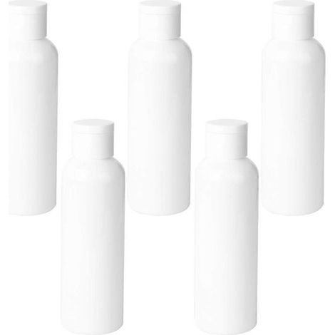 Lot de 5 flacons vides simples en plastique pour le rangement des cosmétiques (200 ml)-15.44.5cm-White (1/4)
