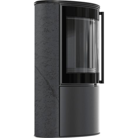 BJORN 150 7 kW freistehender Stahlofen, dekorative GRAFITE SATIN Speicherkeramik, Stahlabdeckung schwarzes Thermotec (1/5)