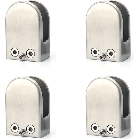 Collier de Fixation Verre Inox 304 - Support à Bec de Poisson sans Perçage pour Garde-Corps d'Escalier, Fixation Invisible pour Vitrage (15-20 mm) (1/5)