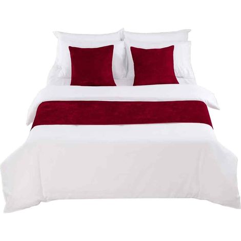 Chemin de lit,Tissu chenille,Rouge,180x50cm,Pour lit 120cm,Chambre,salon - Chemin de lit,Tissu chenille,Rouge,180x50cm,Pour lit 120cm,Chambre,salon (1/5)