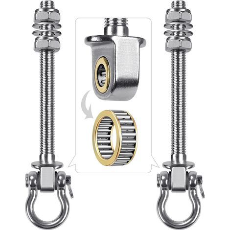 2pcs Crochet de Hamac, 15cm Accroche de Balançoire Fixation Fauteuil Suspendu de 180 Pivot Ensemble Plafond Poutre Chaise de Yoga Sac de Frappe Materiel de Suspension, 1500lbs (1/5)