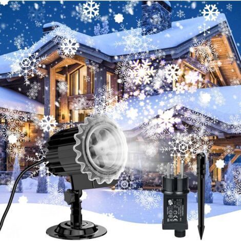 Projecteur Noël Exterieur Intérieur,Led Projecteur de Flocon de Neige de Noël Étanche IP65, Lumières de Projecteur Led Effet Chute de Neige Décoration pour Noël, Intérieur, Extérieur, Fête, Mariage (1/4)