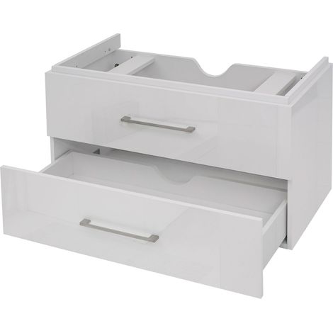[JAMAIS UTILISÉ] Premium Meuble sous-lavabo HHG-245, meuble sous-lavabo Meuble de salle de bain, brillant 90cm, blanc